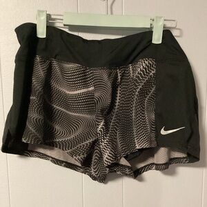 Women’s Dri Fit Running Shorts featuring black w/ white dot~swirl pattern XL